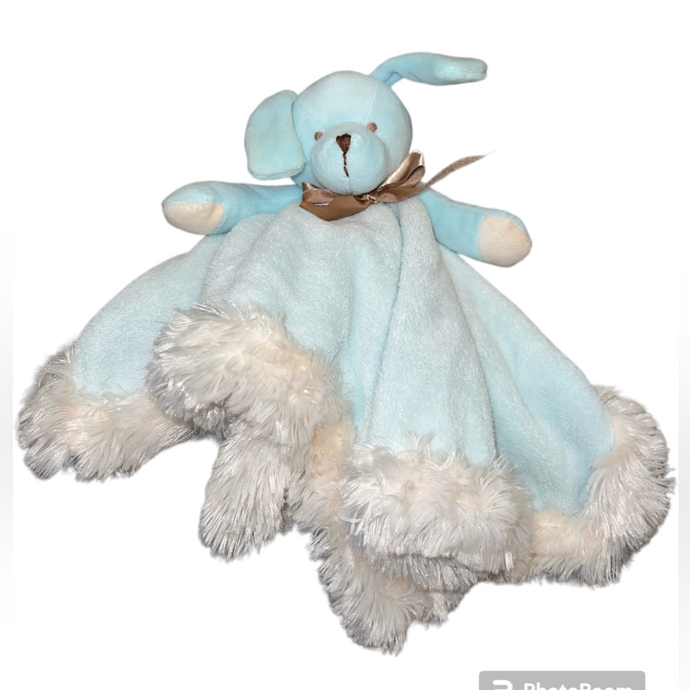 Blankets & Beyond dog Puppy Blue Security blanket plush faux-fur edge Lovey